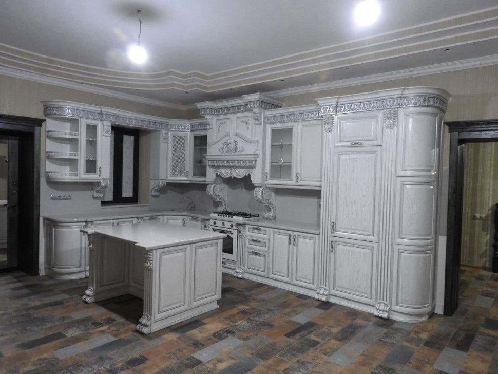 Барокко американская кухня из натурального дерева Germes, ДСП 1м Вариант 9