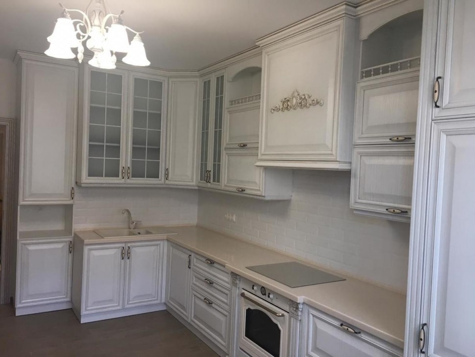 Кантри итальянская стеклянная кухня Deluxe, ДСП 1м Вариант 2132