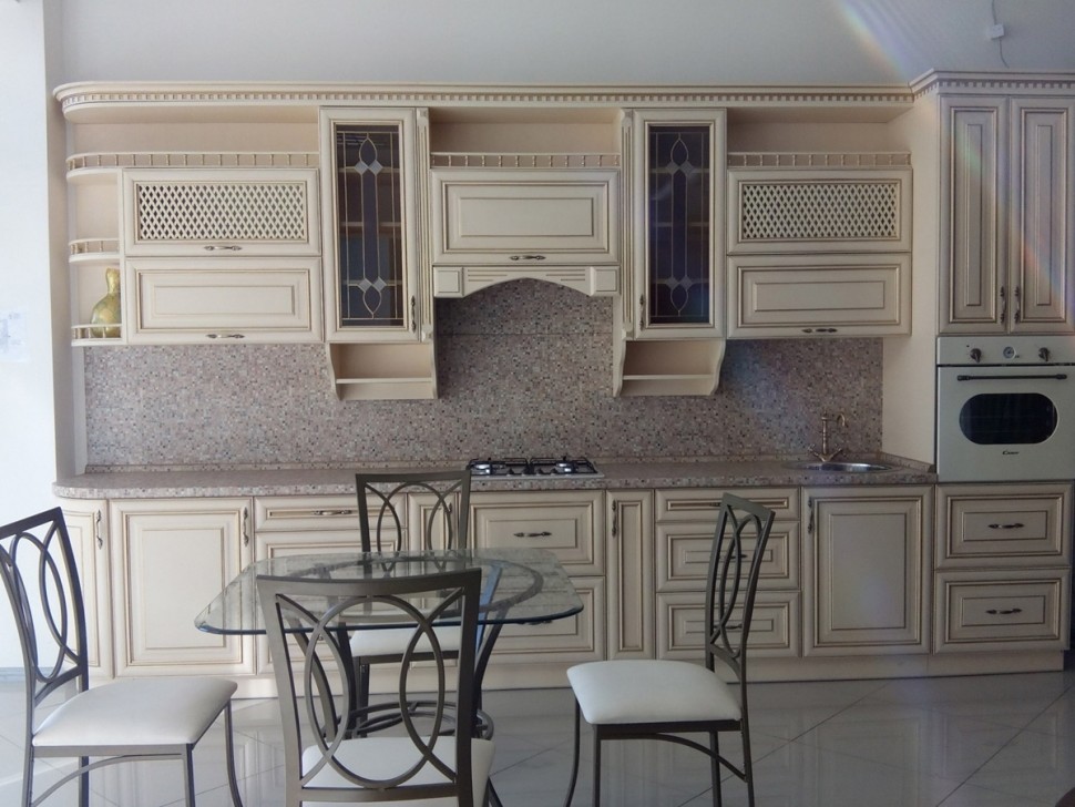 Прованс американская кухня стекло Deluxe, ДСП 1м Вариант 2222