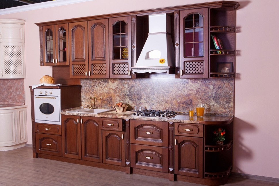 Модерн европейская кухня из натурального дерева Deluxe, ДСП 1м Вариант 1178